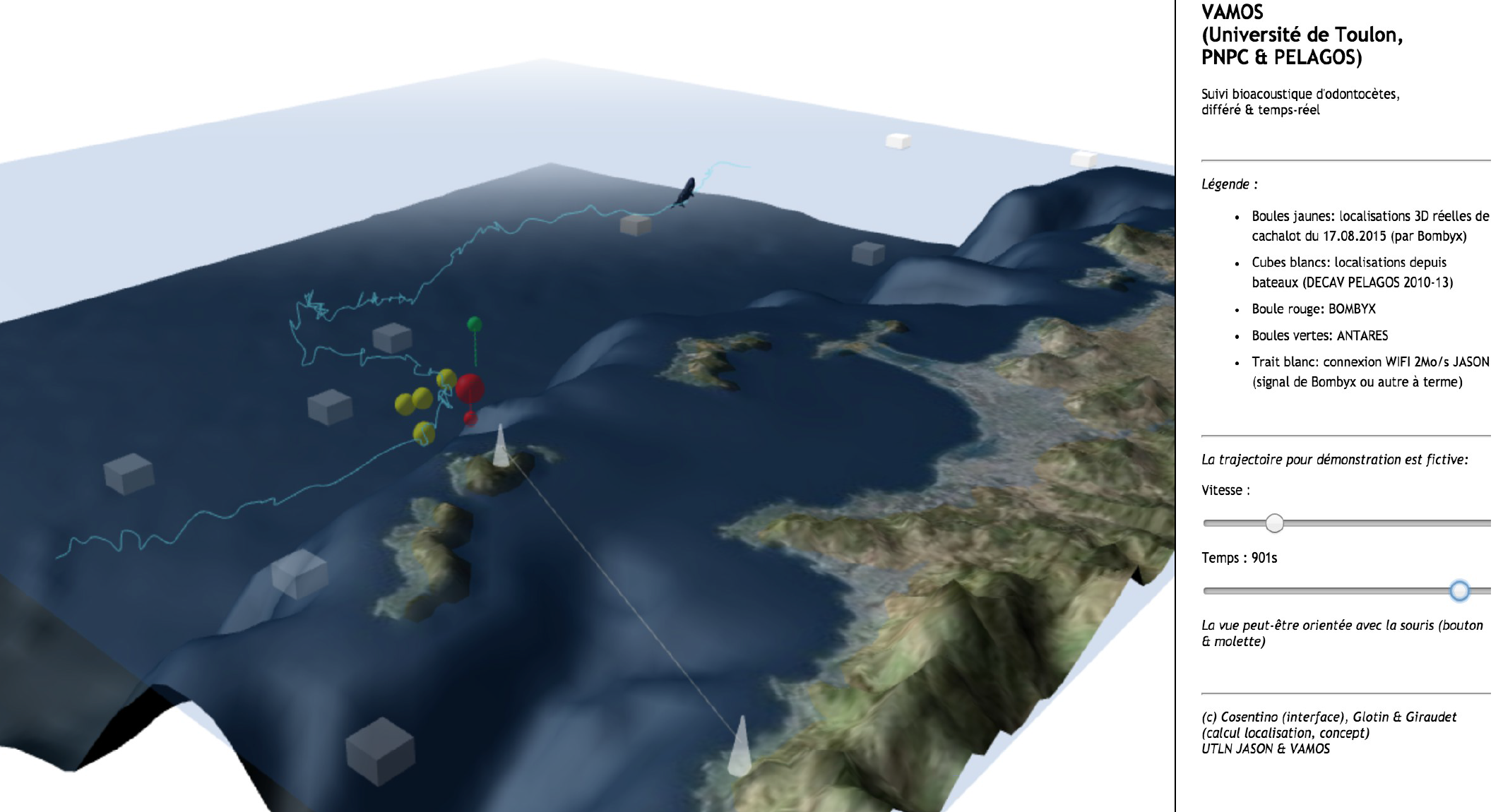 Play here with SABIOD 3D interface that represent detected whales...